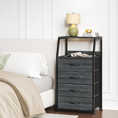 CAIYUN Chest of Drawers Bedroom with 4 Drawers, Small Fabric Dresser with Shelf, Fabric Dresser for Entryway Hallway Living Room