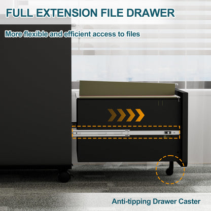 LVSTEEL Mobile Filing Cabinet, Lockable 2 Drawers with Suspension File Hanging Rails, With 4 Keys