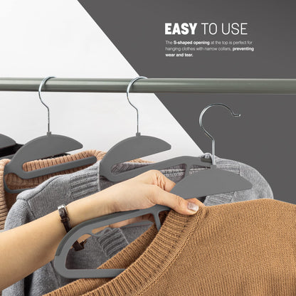 KEPLIN 20-Pack Non-Slip Hangers – Durable, Slimline Design for Space Saving with 360° Swivel, Tie Organiser, Strap Hooks, and S-Shape Opening