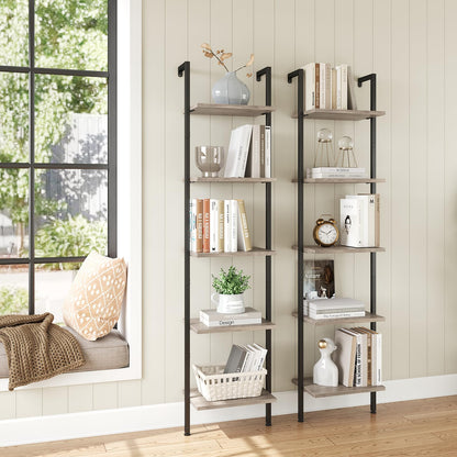 ELYKEN Slim Leaning Ladder Shelf Wall Mounted Wooden Narrow Shelf Unit
