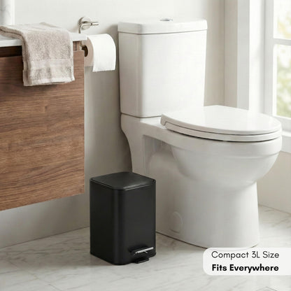 Erreke Bathroom Pedal Bin 3L, Black, Removable Inner Bucket, Modern Design