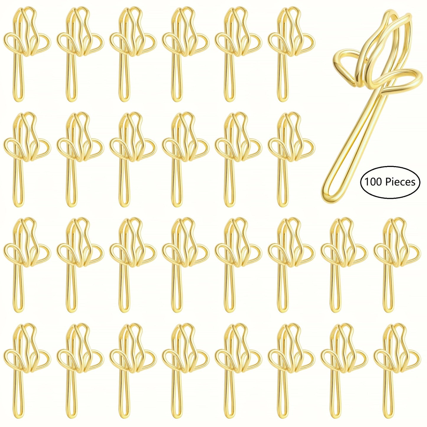 Metal Curtain Hooks 100 Pieces for curtains (gold,2.9x1.2cm)