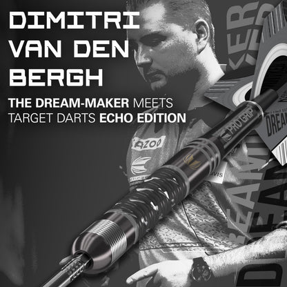 TARGET Darts Dimitri Van Den Bergh x ECHO 90% Tungsten Steel Tip Darts Set ? 24g Steel Tip Dart Set, Swiss Point Darts, SP Tool Included, Player