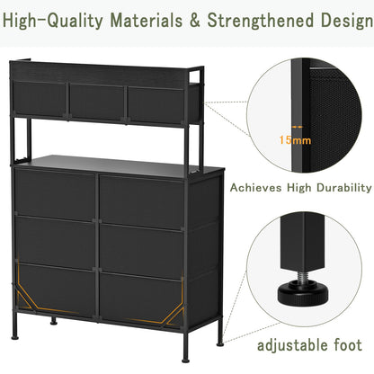 Mintnook Tall Chest of 9 Drawers, 3 Tiers Display Shelf Cabinet，Black