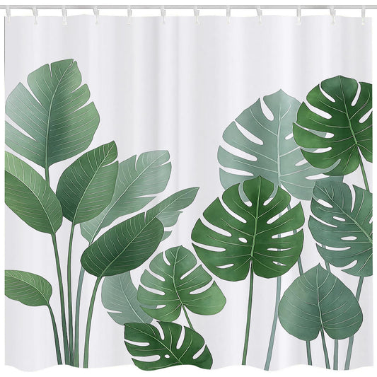 Qucarder 3D HD Nature Green Leaves Shower Curtain Design Bath Curtain Waterproof Shower Curtains for Bathroom Decor with 12 Hooks 72x72 Inch