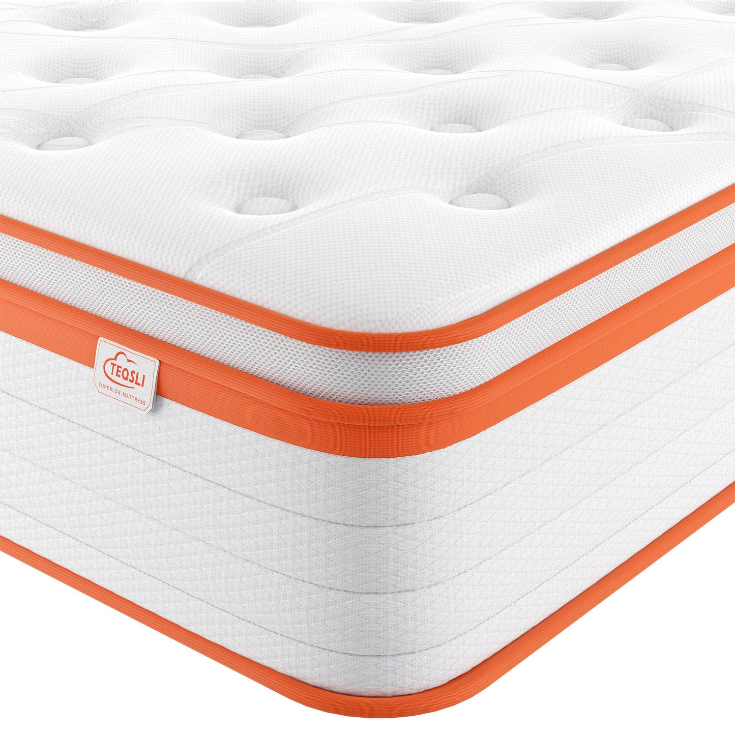 TeQsli Small Double Mattress 4FT, 10 Inch Memory Foam 7 Zone Support Small Double Mattress Pocket Sprungs Wave Memory Foam Hybrid - Medium Firm