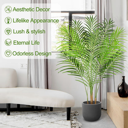 Keeplush Artificial Palm Tree 120cm Tall Fake Palm Tree Indoor Decor with 13 Trunks and Real Bark Design Faux Tropical Areca Palm Silk Floor Plant in