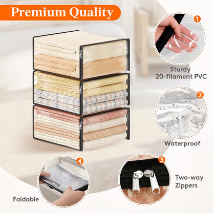 Lifewit 8 Pack Clear Storage Bags with Zips, 36L Clothes Storage Bags