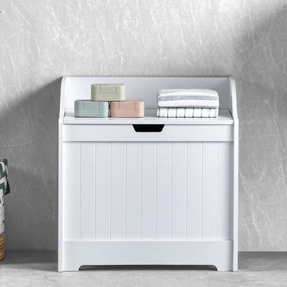 Bath Vida Priano Freestanding Bathroom Wooden Laundry Chest, White