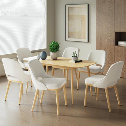 Dining Chairs Set of 6, Upholstered Dining Room Chairs with Chenille Fabric, Ergonomic Backrest, High Density Cushion & Rubber Wood Frame