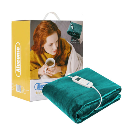 Electric Heated Throw Blanket 10 Heat Settings Washable 220gsm Fleece with Digital Remote Timer - 160cm x 130cm (Teal)