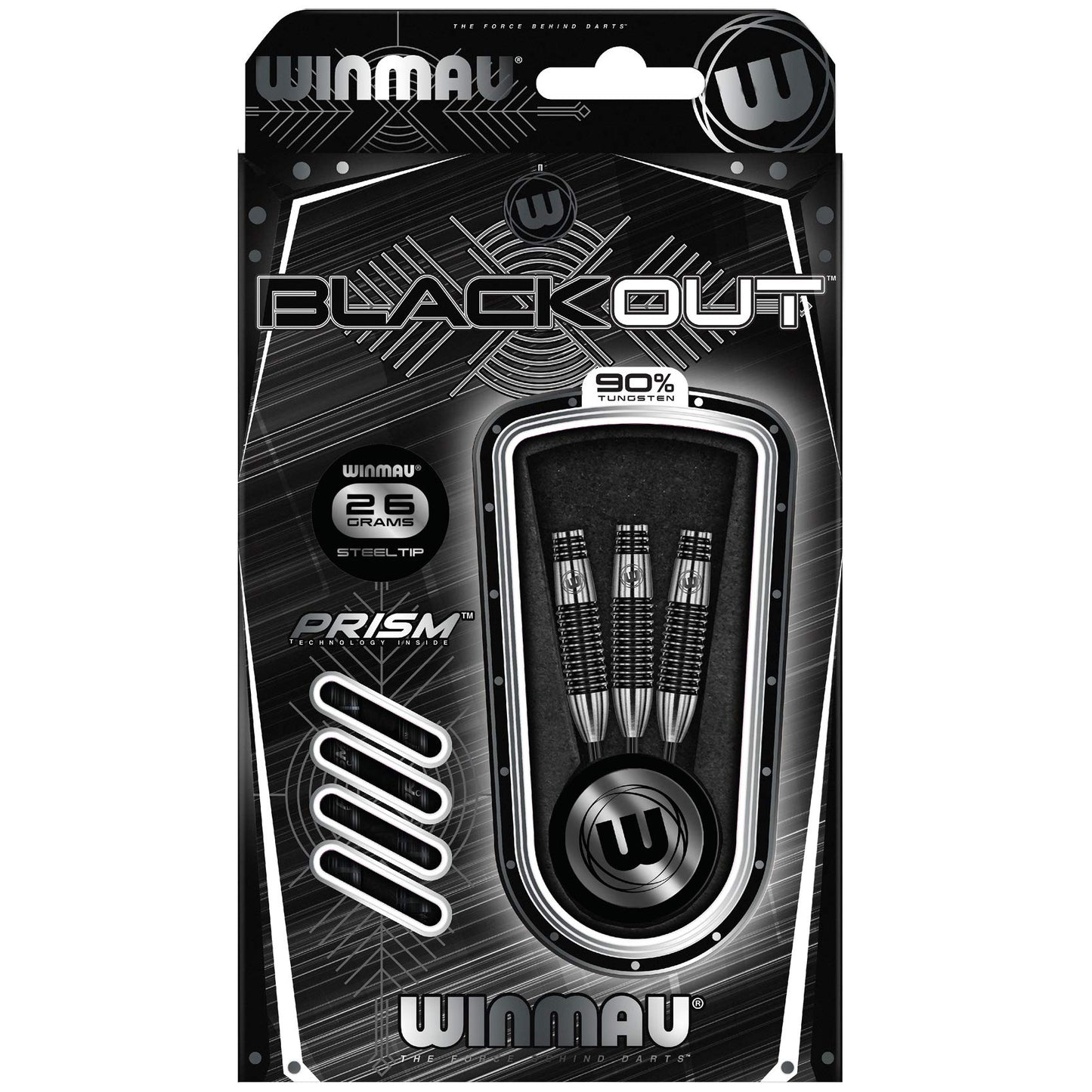 WINMAU Blackout 26 Gram Tungsten Darts Set with Flights and Shafts (Stems)