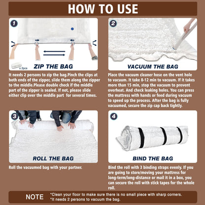 Mattress Vacuum Bag for Memory Foam Mattress, Latex Mattress Vacuum Seal Bag with Straps, Moving, Storage and Shipping