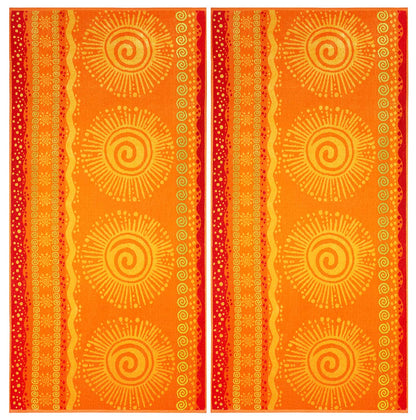 COTTON CRAFT - 2 Pack- Jacquard Double Woven Velour Beach Towel 39x68 Inches-Sunshine Orange Yellow-Thick Plush Luxurious Velour Pile-450 GSM-100%