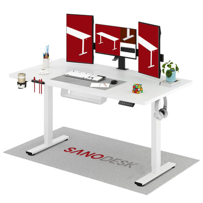 SANODESK 160 * 60 Electric Standing Desk Height Adjustable Desk Built-in Cup Holder, Hooks