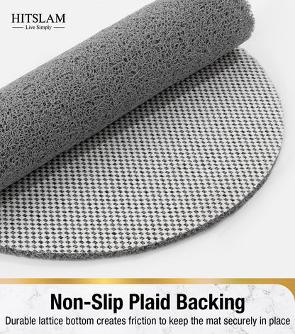 HITSLAM Oval Loofah Shower Mat, Non Slip Bath Mat, 69x40cm, Grey