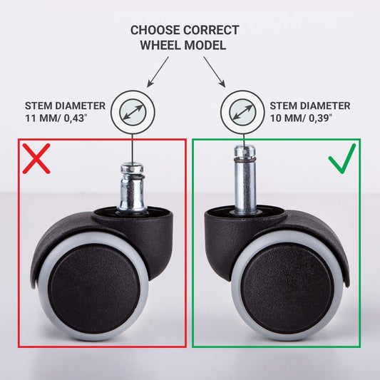 (for 1 Chair) 50 mm Rubber Chair Wheels Office Chair Castors Replacement Wheels Twin Castors Swivel Wheels Universal Stems for Replacement Casters No