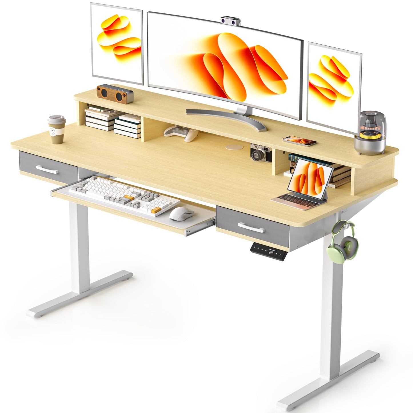 WALKINGDESK Electric Standing Desk with Keyboard Tray, 140 x 60 cm