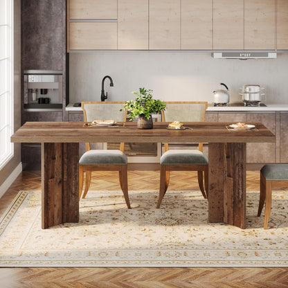 Tribesigns Farmhouse Dining Table for 4 to 6 People, 63-inch Rectangle Wooden Kitchen Table with Large Tabletop and Heavy Duty Legs for Dining