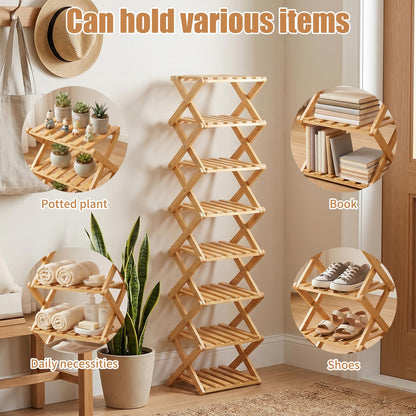 Kiss Me Vertical Shoe Rack, Portable Folding Wooden Storage Rack