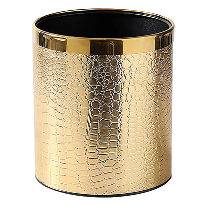 QLHIBLY Gold Trash Bin,10 Liters Metal Waste Bin for Bedroom,Office,Hotel