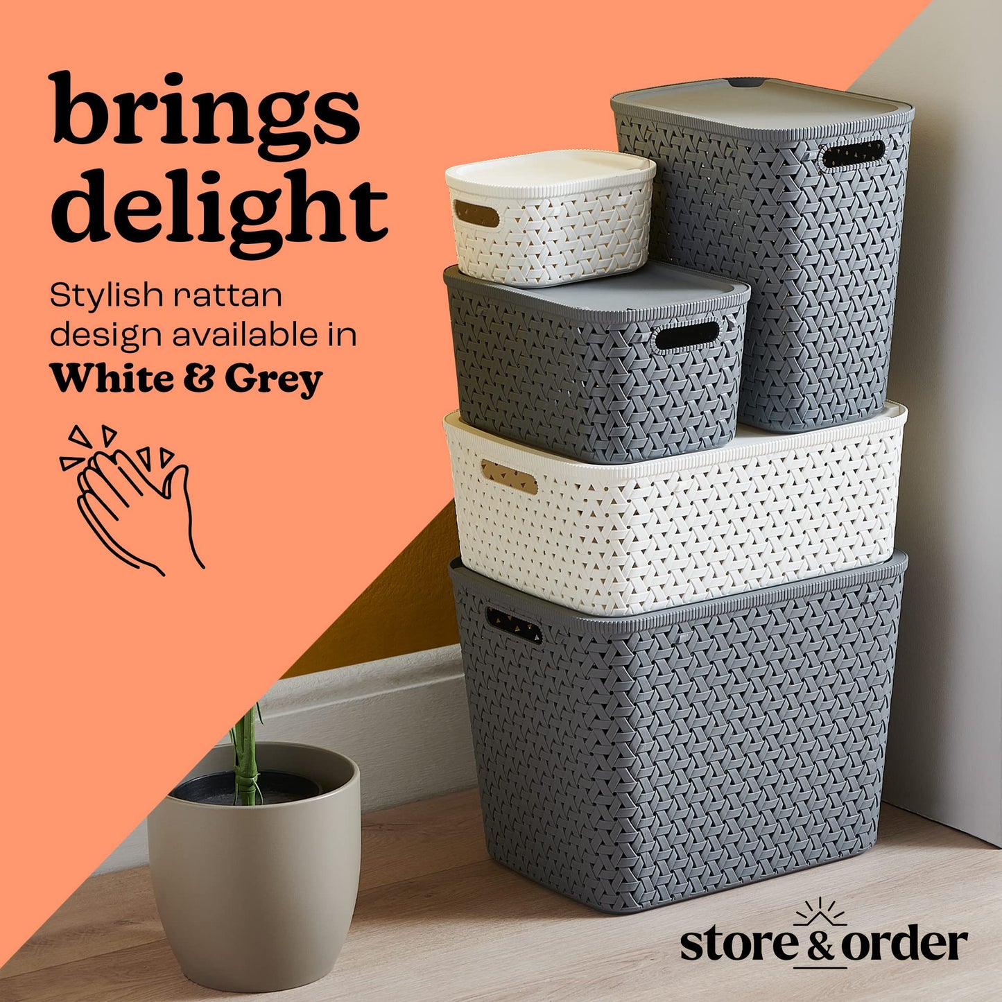 Store & Order Stackable Extra Small Storage Basket x8, Decorative Plastic Box, Multi-Functional Boxes for use around the home