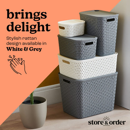 Store & Order Stackable Extra Small Storage Basket x8, Decorative Plastic Box, Multi-Functional Boxes for use around the home