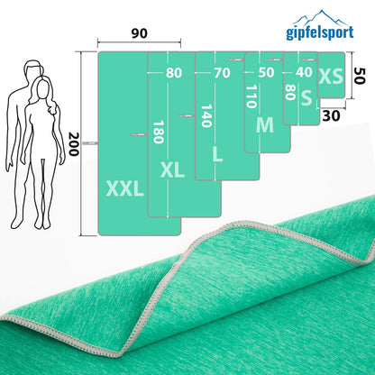 gipfelsport Microfibre Towel | Green | 2 1x S(80x40cm) & 1x XL(180x80cm)