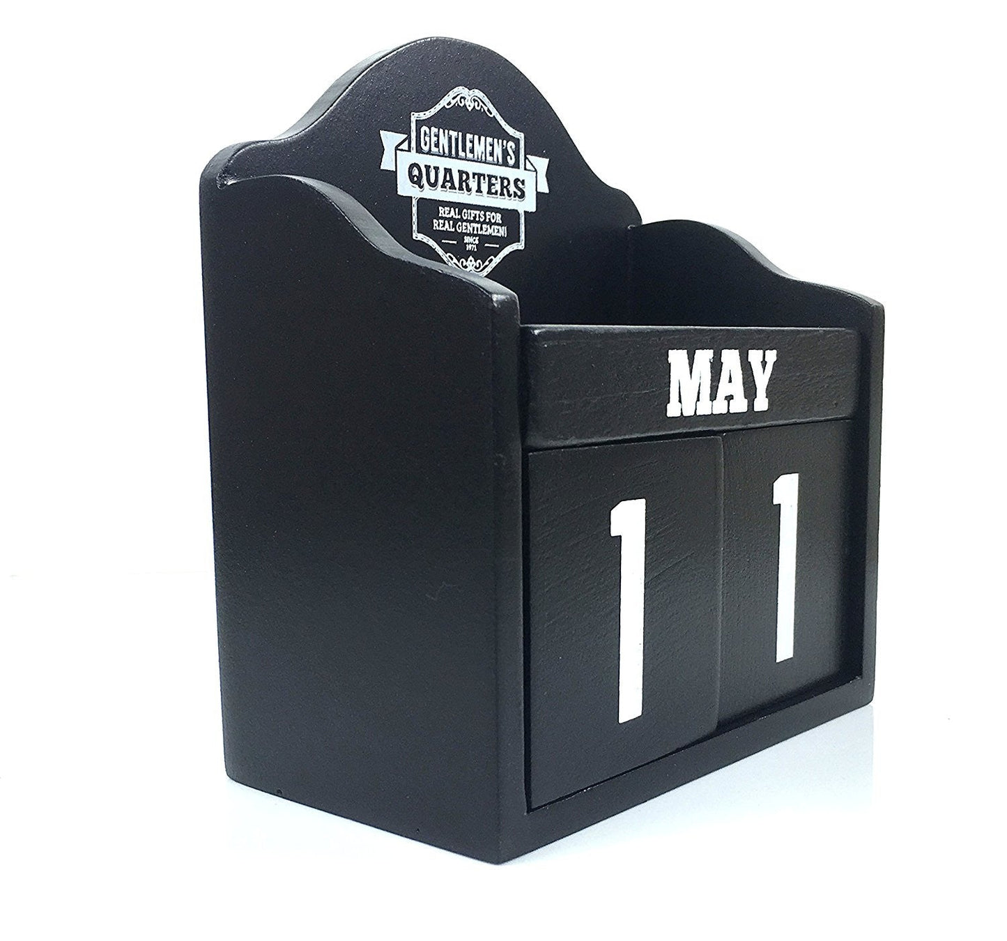 Perpetual Wooden Block Calendar Black Vintage Shabby Chic
