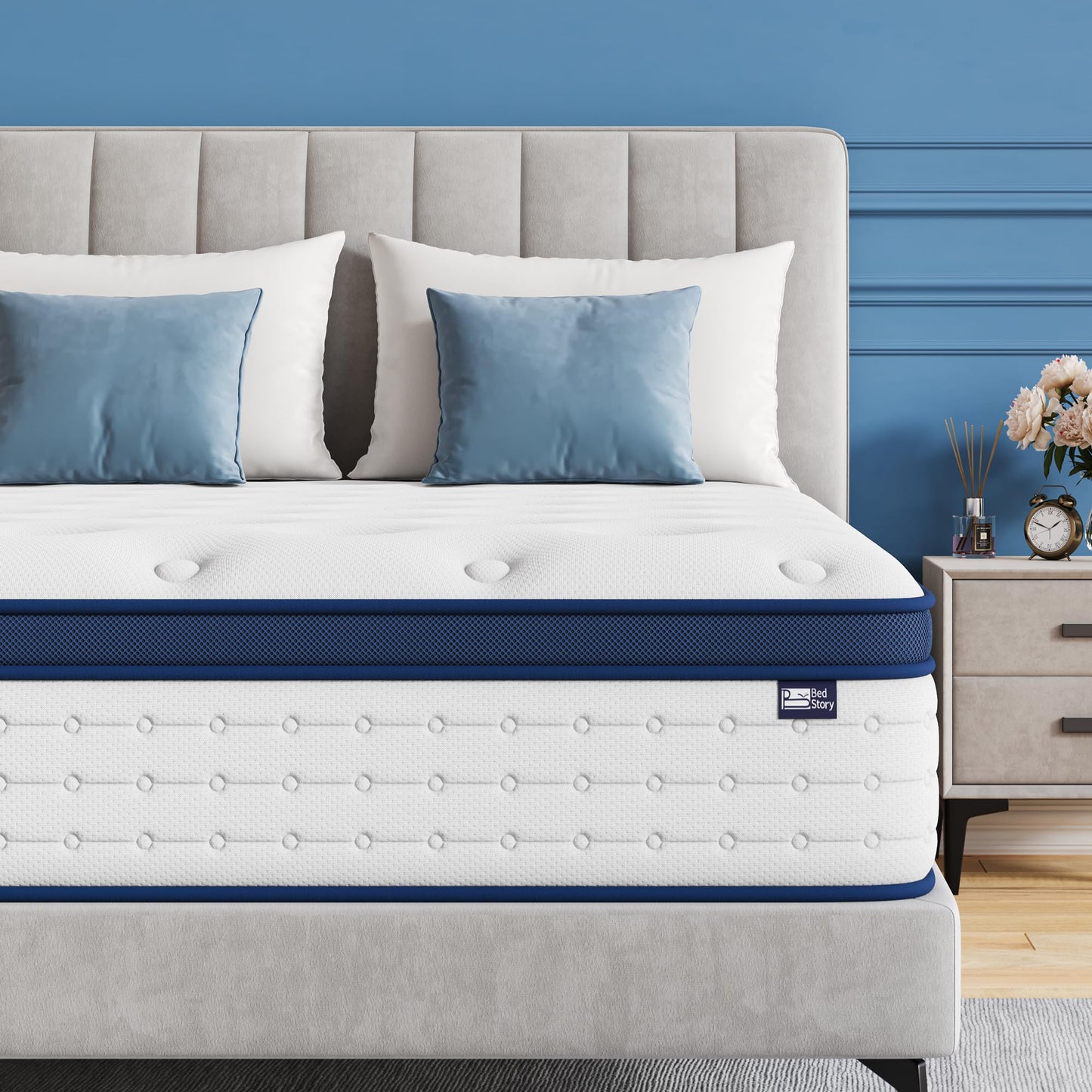BedStory Single Mattress 3FT, 10.3 Inch Hybrid Mattress, 7-Zone Mattress with Breathable Foam and Individually Pocket Sprung Firm- Extra Lumbar