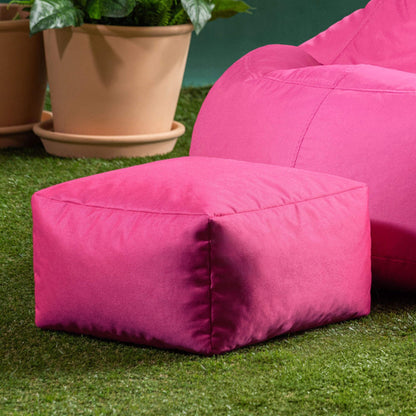 Bean Bag Bazaar Kingston Outdoor Bean Bag & Footstool with Filling, Pink