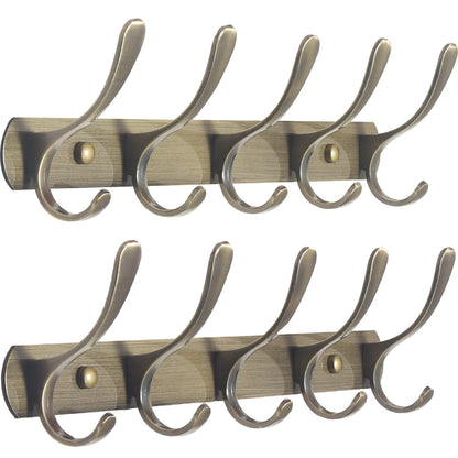 SKOLOO Coat Rack Wall Mount - Modern, Metal Wall Coat Rack with 5 Hooks, Pack of 2, Sturdy Wall Hook Rack Rail for Hanging Coat, Jacket, Clothes, Hat