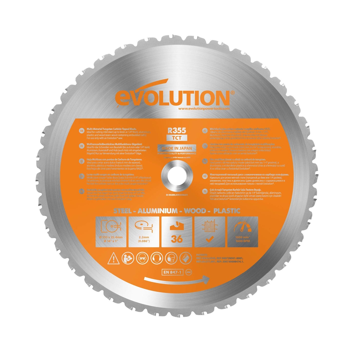 Evolution] (Powertools) RAGEBLADE 355M Blade M/Purpose TCT RAGE2 355MM [1] (Epitome Certified)