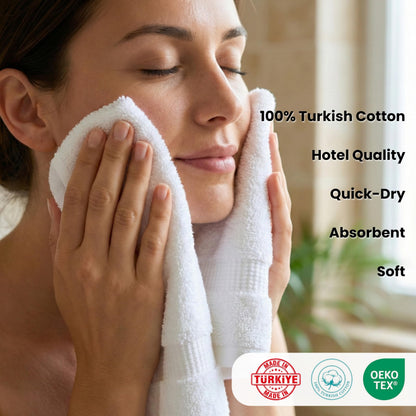 SALBAKOS Luxury Hotel and Spa Turkish Cotton Eco-Friendly Hand Towel Set Hand Towel 6 Pieces White