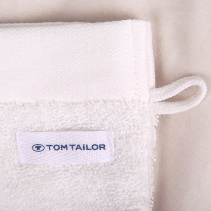 Herding Tom Tailor Wash Mitts Set of 6 16 x 21 cm 100% Cotton Terry Cloth with Hanger and Label with Logo, Colour Bath Towel White (Crisp White)