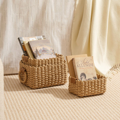 LA JOLIE MUSE Small Wicker Baskets for Organizing, Paper Rope Desert 3 Pack