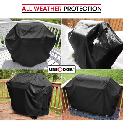 Unicook BBQ Cover 65 Inch, Heavy Duty Waterproof Outdoor Gas Grill Barbecue Cover, Special Fade and UV Resistant, Compatible for Weber Char Broil