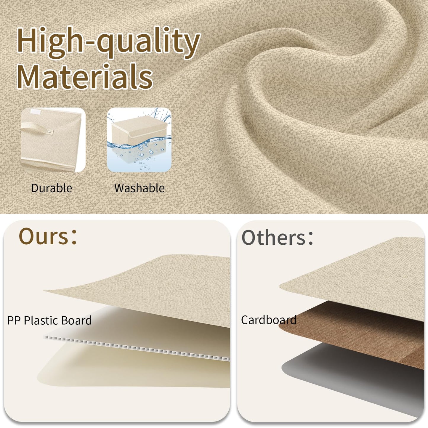 ENUMAIL Storage Bins with Handles,Grey and Beige,38x25x25cm,3 Pack