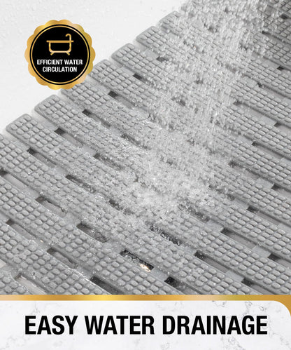 HITSLAM TPE Bath Mat, 68x38cm, Non Slip Shower Mats for Inside Shower, Grey