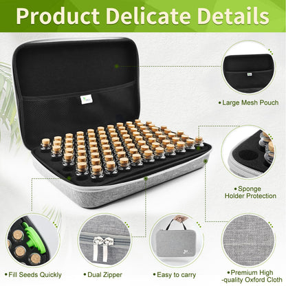 ?80 Slots?Seed Storage Box, Sturdy Seed Storage with Labels Stickers and Glass Seed Storage Container, Seed Organiser, Seed Storage Box Organiser for