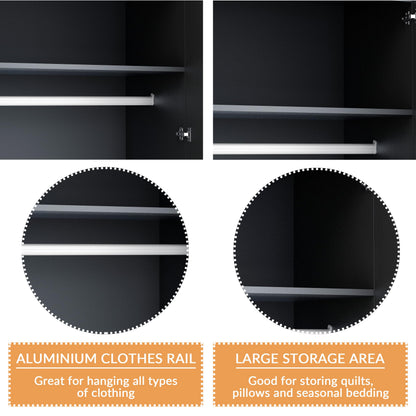ELEGANT High Gloss Wardrobe with Mirror, Soft Close Hinge Mirrored Wardrobe