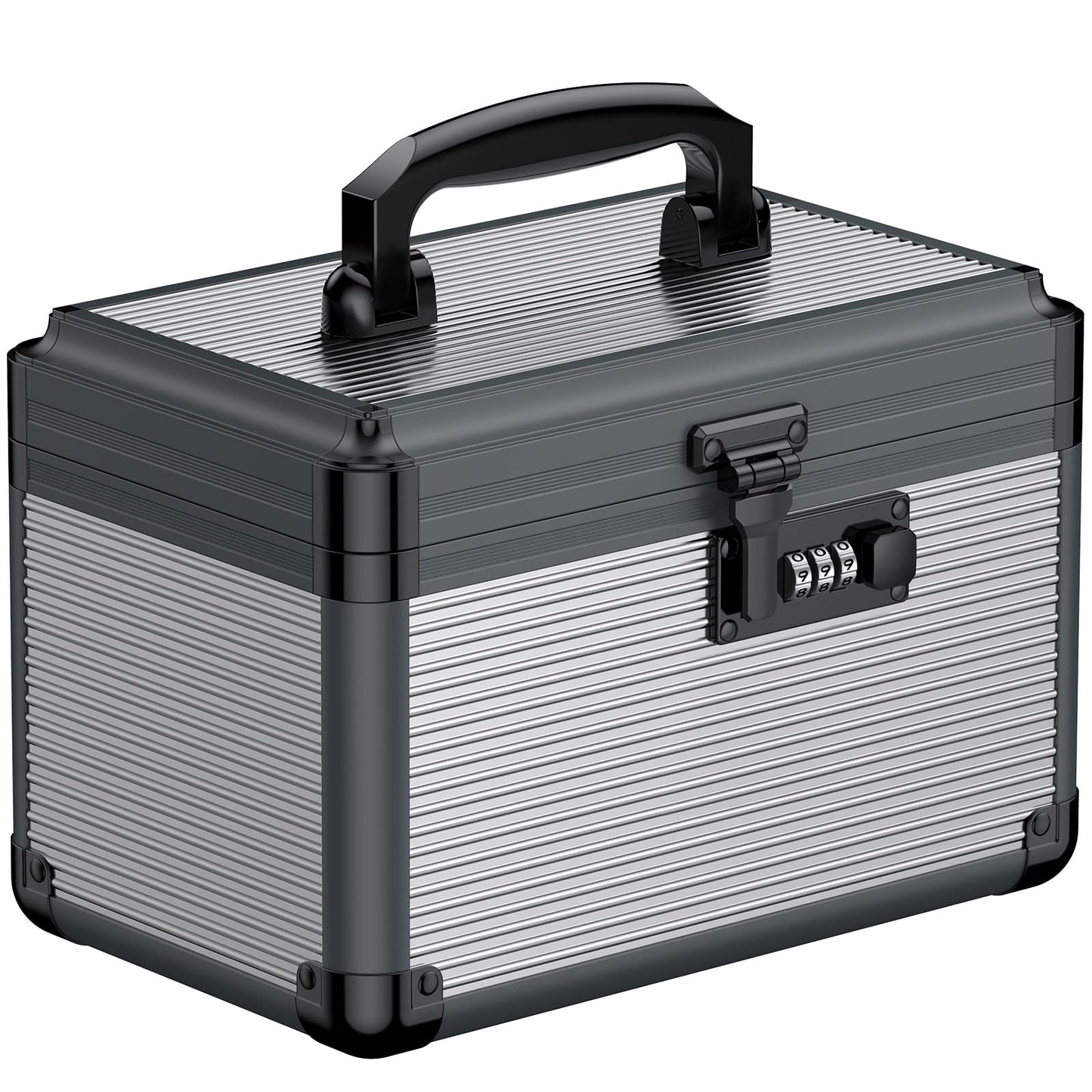 Uniclife Medicine Storage Box, 24 x 15.2 x 16.5 cm, Portable Medication Box with Combination Lock & Handle, Metal Lockable Medicine Box