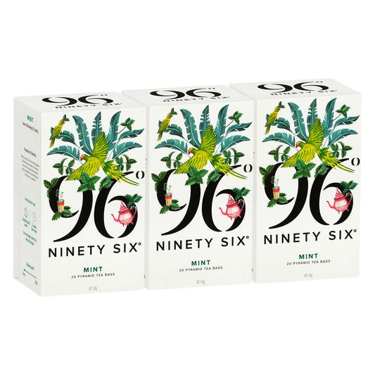 96? Mint Tea ? Pack of 3 ? 20 Pyramid Tea Bags (60 Bags), Sweet, Refreshing & Cooling Herbal Tea, Caffeine-Free, Individually Wrapped Envelopes,