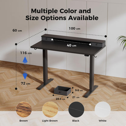 Agilestic Electric Adjustable Height Desk, with 2 Fabric Drawers, 100x60cm