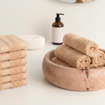 Todocama - Set of 12 Hand Towels (30 x 30 cm) 100% Soft and Absorbent Cotton, 550 gsm Premium, (Beige)