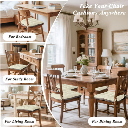 FlyGulls Chair Cushions for Dining Chairs Set of 2 46x42x7.6 cm Beige