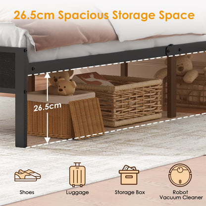 WOWTRELAX King Size Bed Frame with Charging Headboard Storage Shelf 150x200