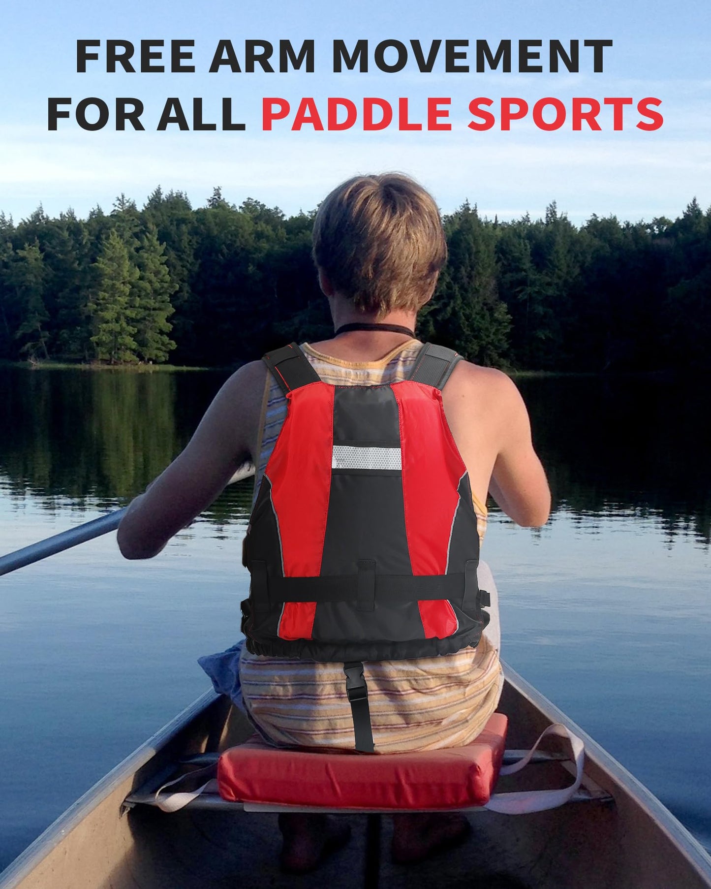 Owntop Buoyancy Aids Adults, Foam Buoyancy Vest Jacket with Crotch Strap Inner Pocket Unisex for Paddleboarding Kayaking Sup Fishing - Red M/L