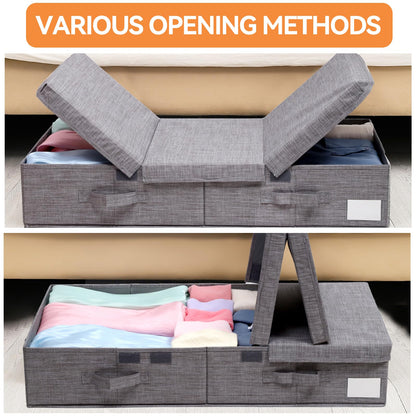 Dntorx 2 Pack 50L Under Bed Storage Boxes with Lids, Foldable, Grey