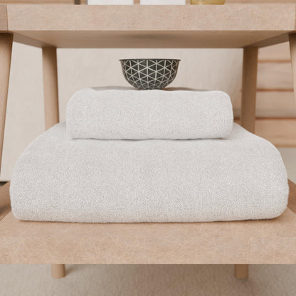 PETTI Artigiani Italiani - 100% Cotton Terry Bath Towels, 1+1 Towel Set, 2 Pieces 1 Face Towel and 1 Hand Towel, White Towels
